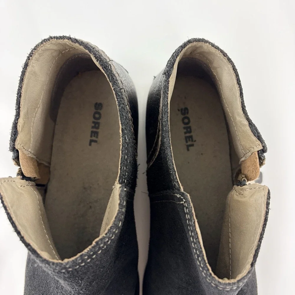 Sorel Women's Black‎ Suede Ankle Boots Side Zip Size 8 Waterproofed